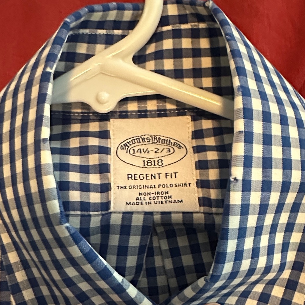 Brooks Brothers Blue and White Checkered Dress Shirt